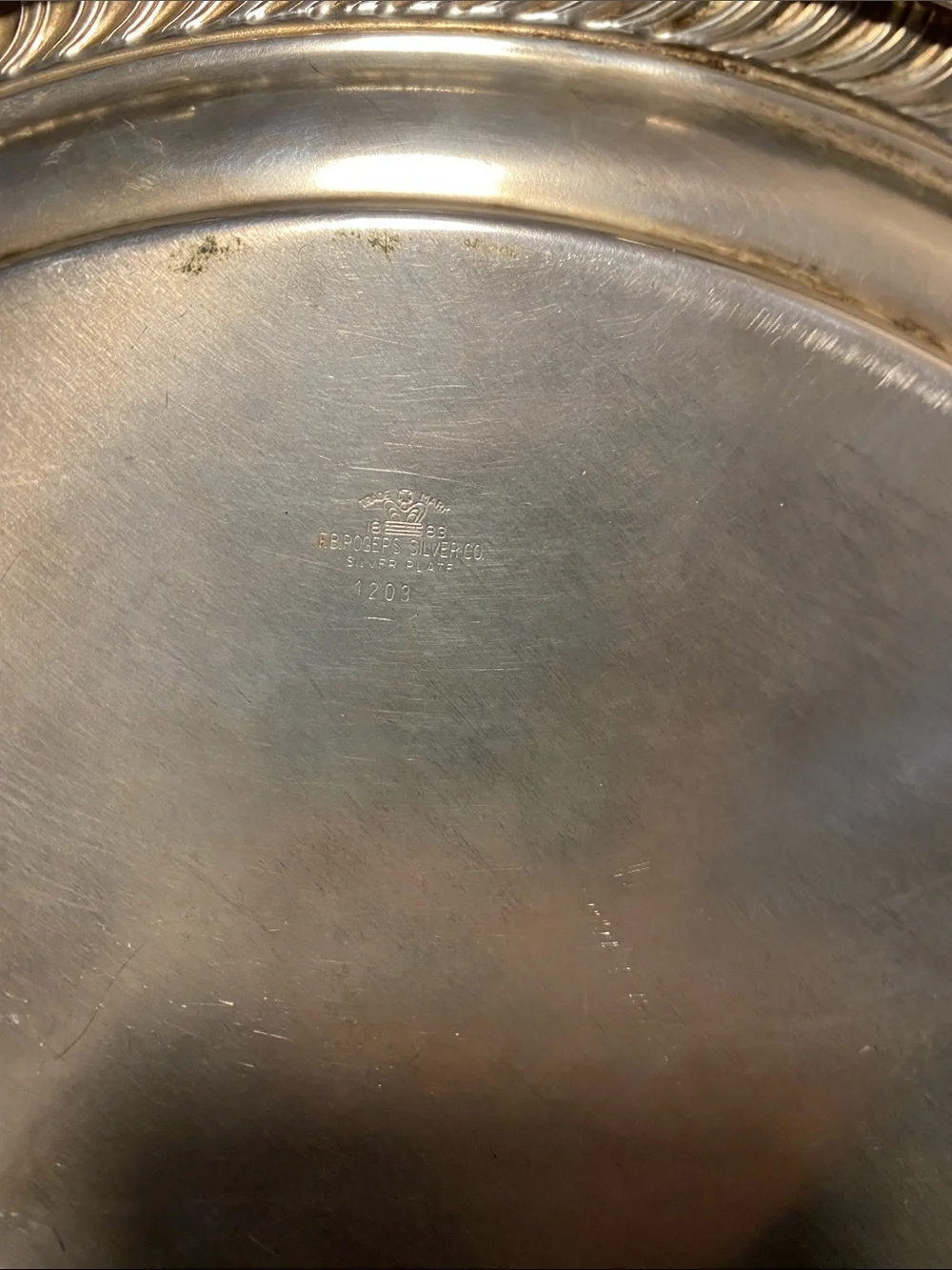 Ornate Silver-Tone Serving Tray with Handles